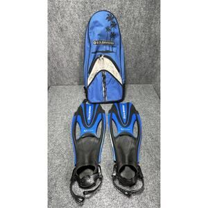 US Divers Flippers W/ Storage Water Diving Snorkeling Bag (Size M 7-10) Blue VTG